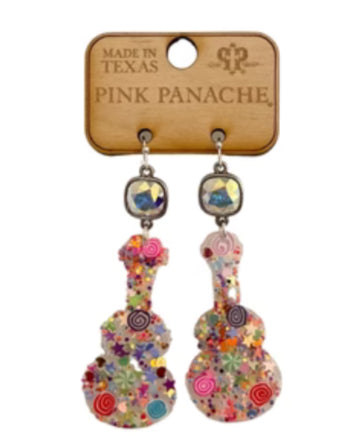 Pink Panache Colorful Guitar Earrings