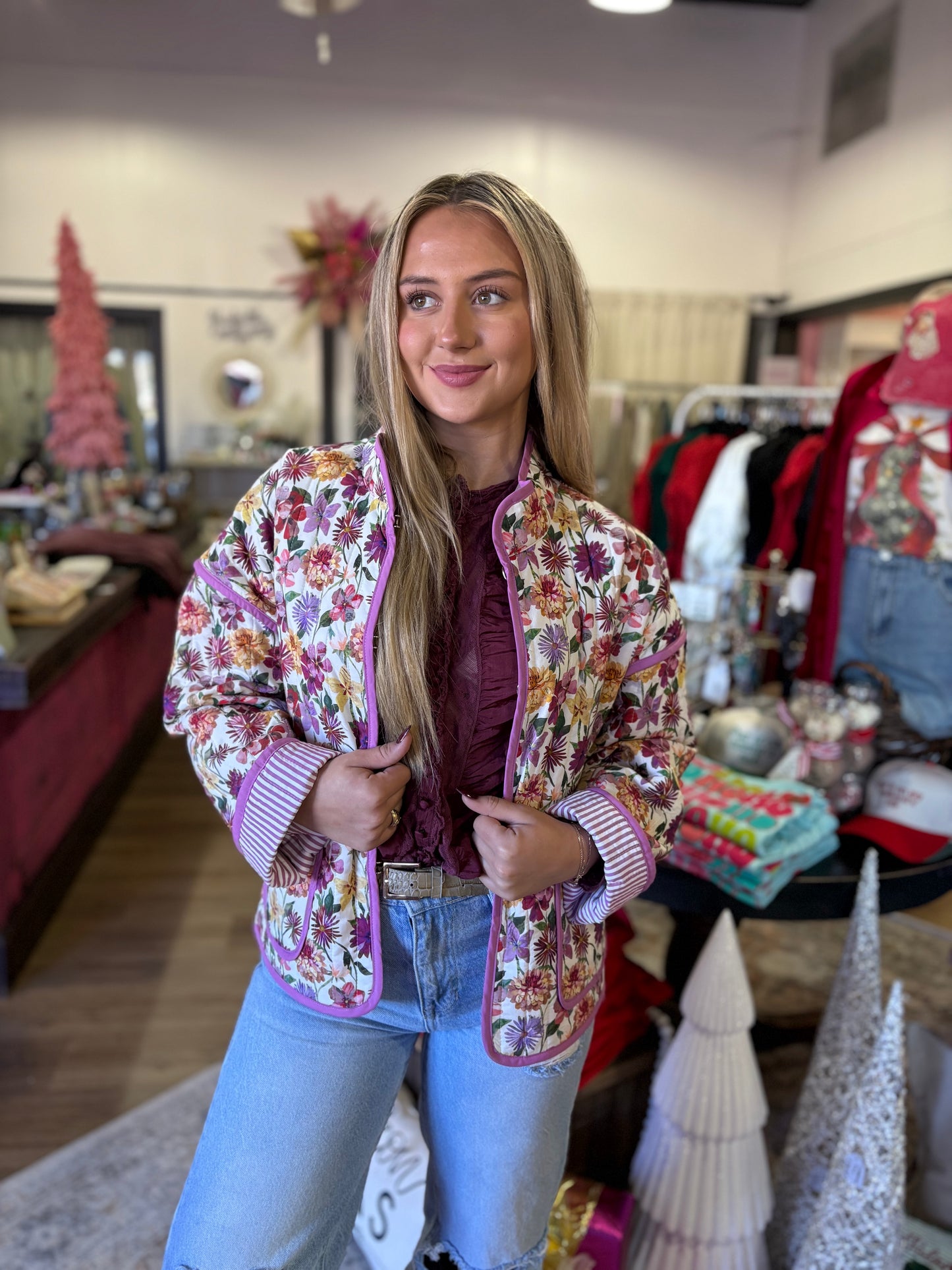 Botanical Print Quilted Jacket