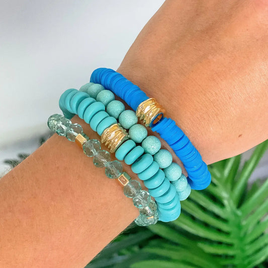 Color & Crystal Beaded Stretch Bracelet Stacks