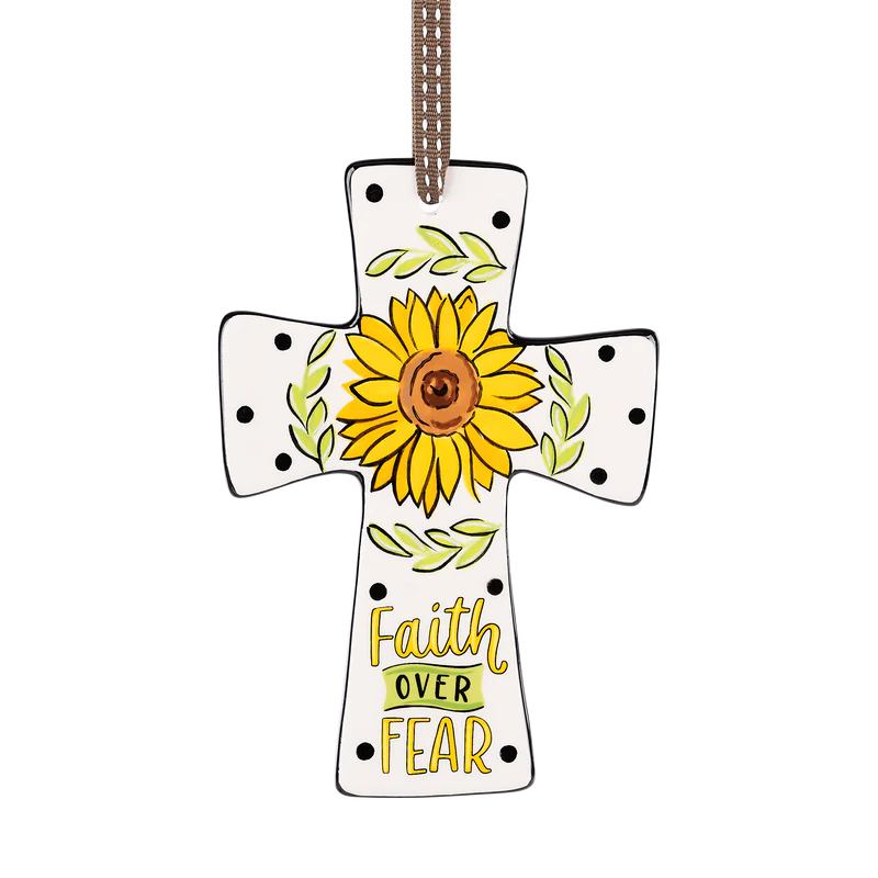 Faith Over Fear Sunflower Cross