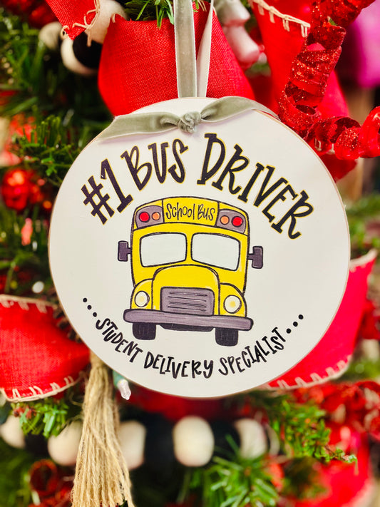 Bus Driver Round Ornament 6.5”