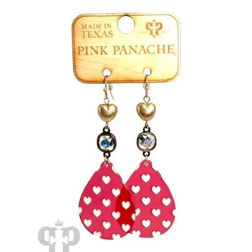 Pink Panache Valentine Hearts Teardrop Earrings