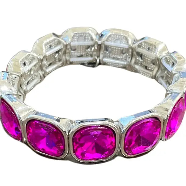 Pink Panache Silver Fuchsia Stretch Bracelet