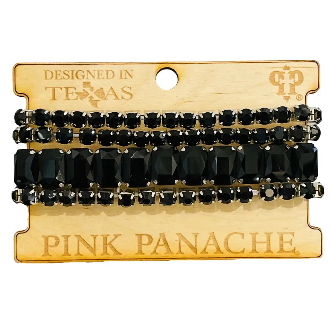 Pink Panache 4 Strand Black Rhinestone Bracelet
