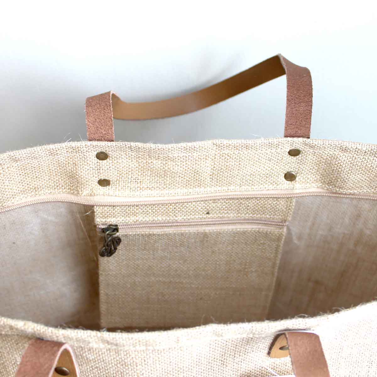 Jute Pocket Tote Natural 19x14x7.5