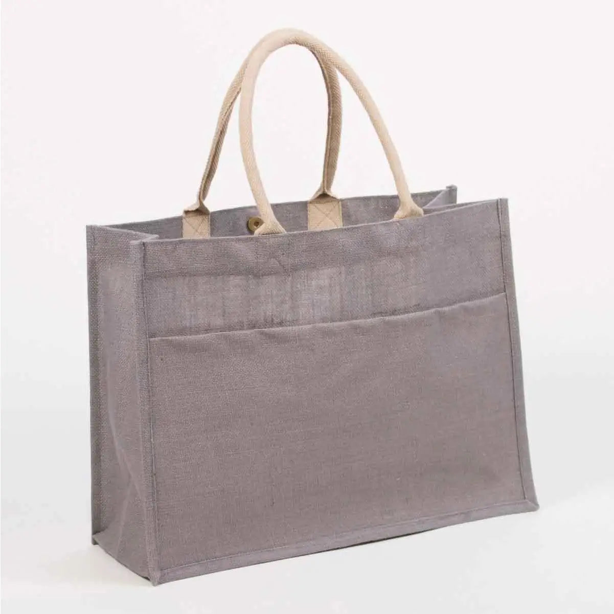 Jute Pocket Tote Gray 19x14x7.5