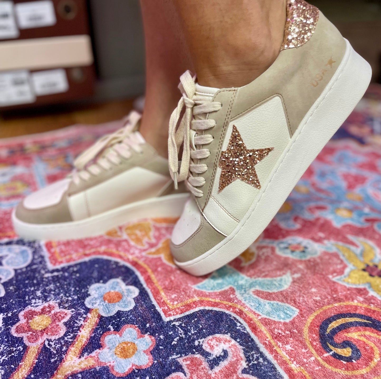 The Liberty Beige Glitter Star Sneaker