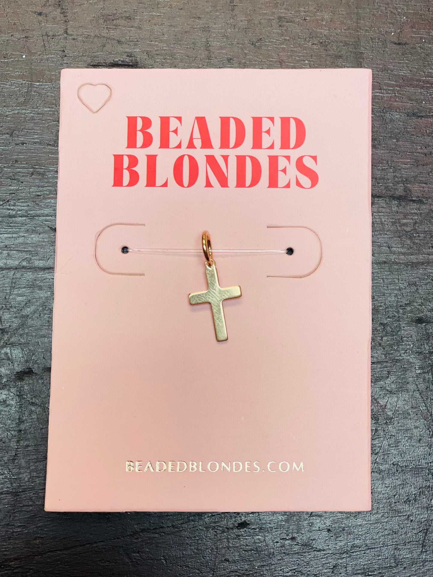 Beaded Blondes Cross Gold Charm