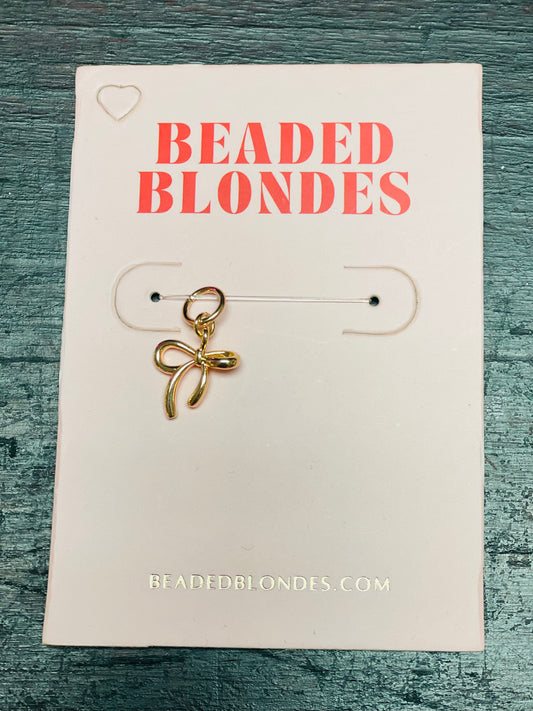 Beaded Blondes Bow Gold Charm