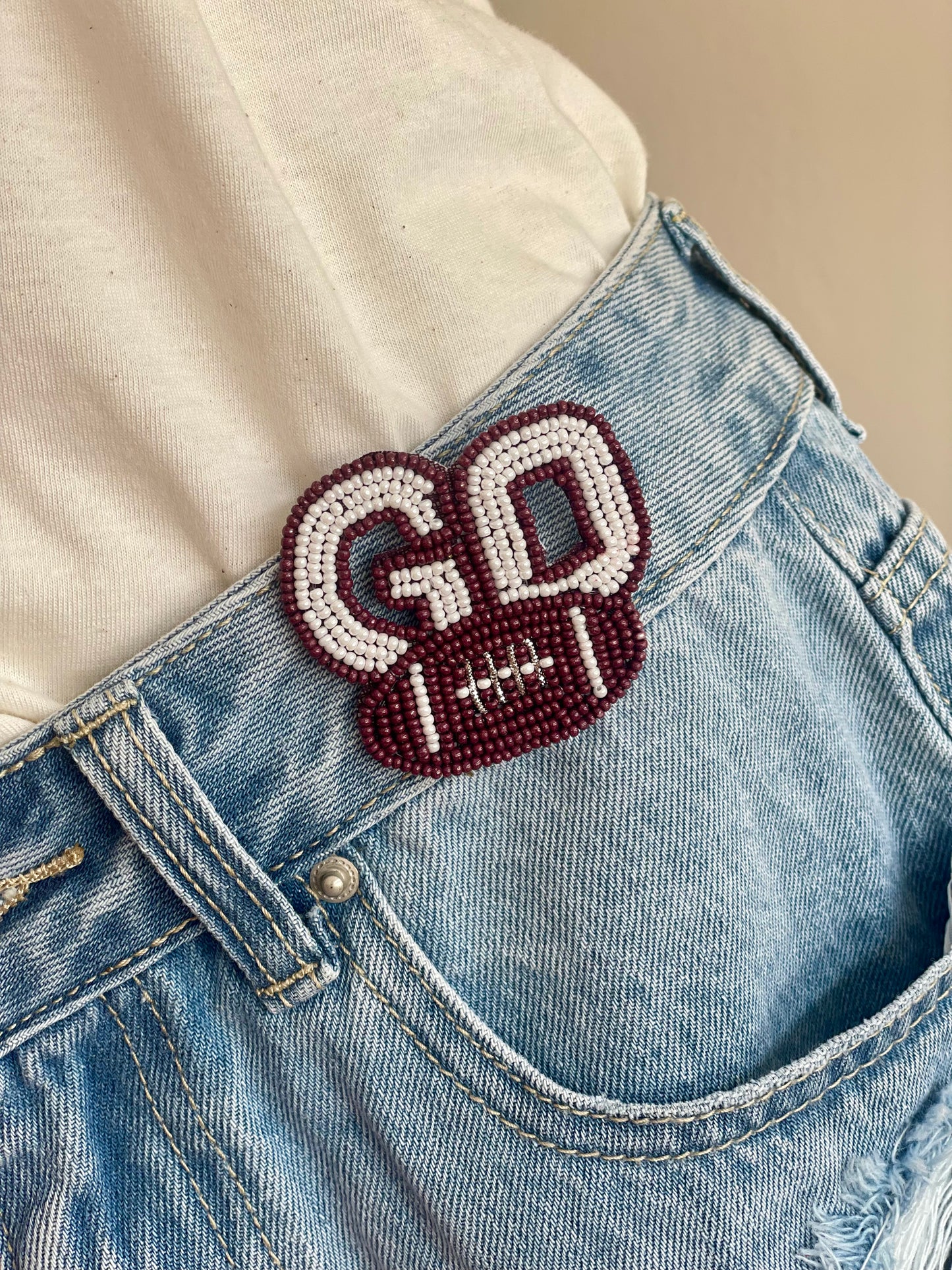 Maroon Football GO Pin