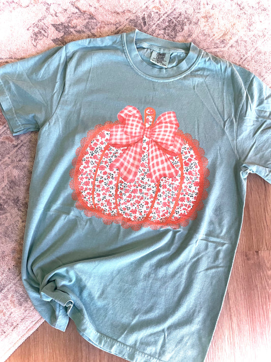 Lace Floral Pumpkin Seafoam Tee