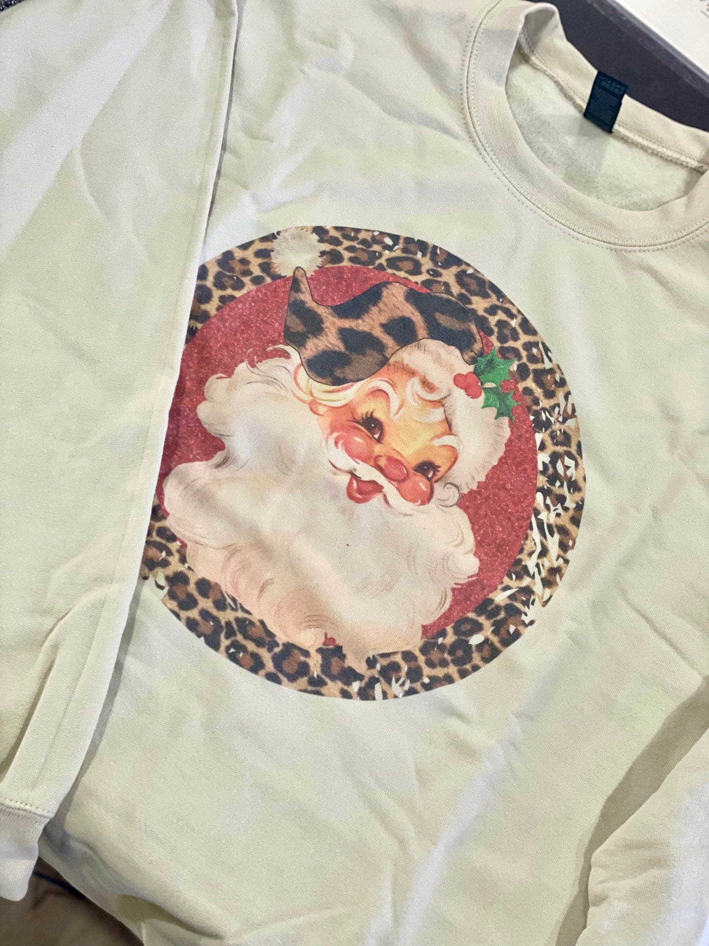 Vintage Leopard Santa Sweatshirt
