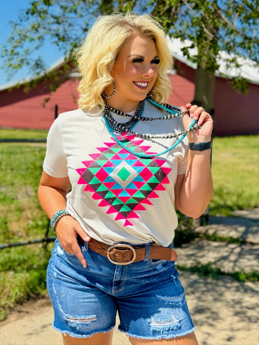 Neon Pink Aztec Tee