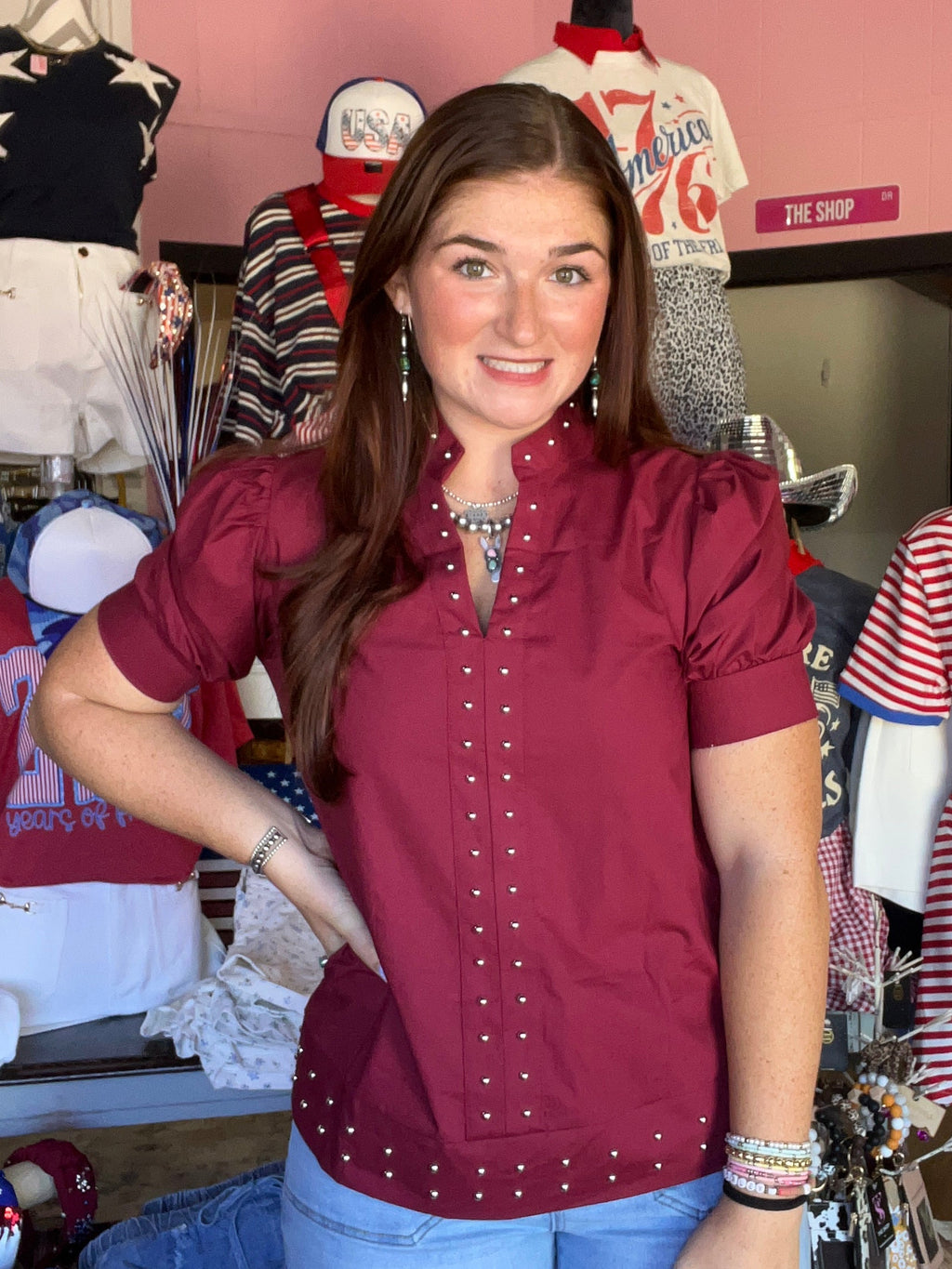 Rivet Embellished Top
