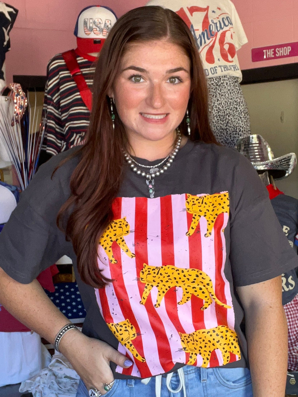 Cheetah Striped Print Retro Fashion Graphic Tee