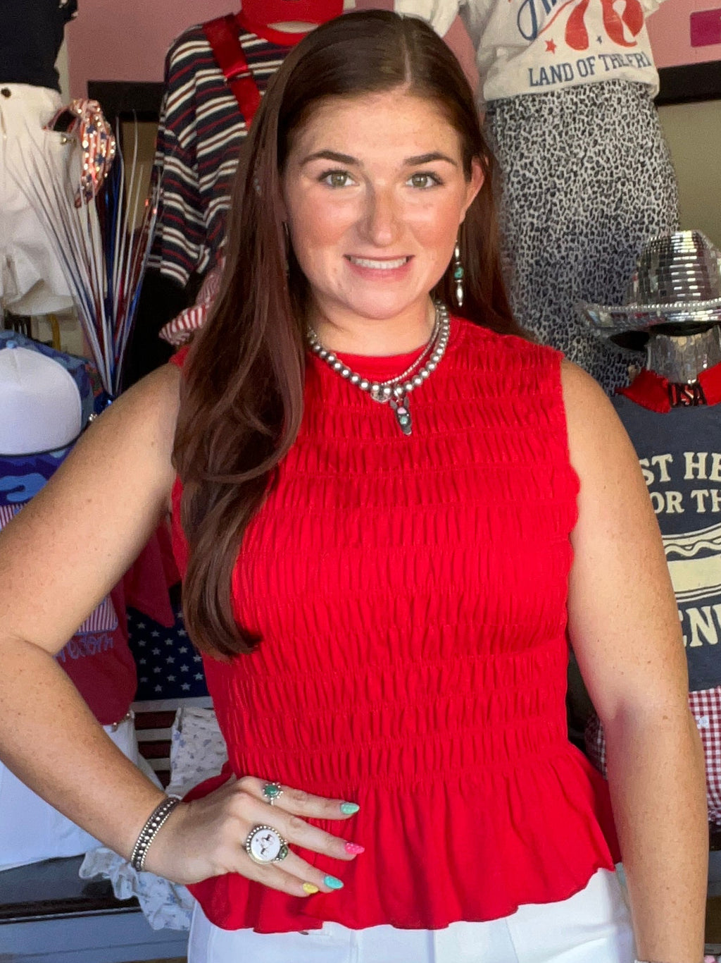 Western Solid Fiery Red Round Neck Tank