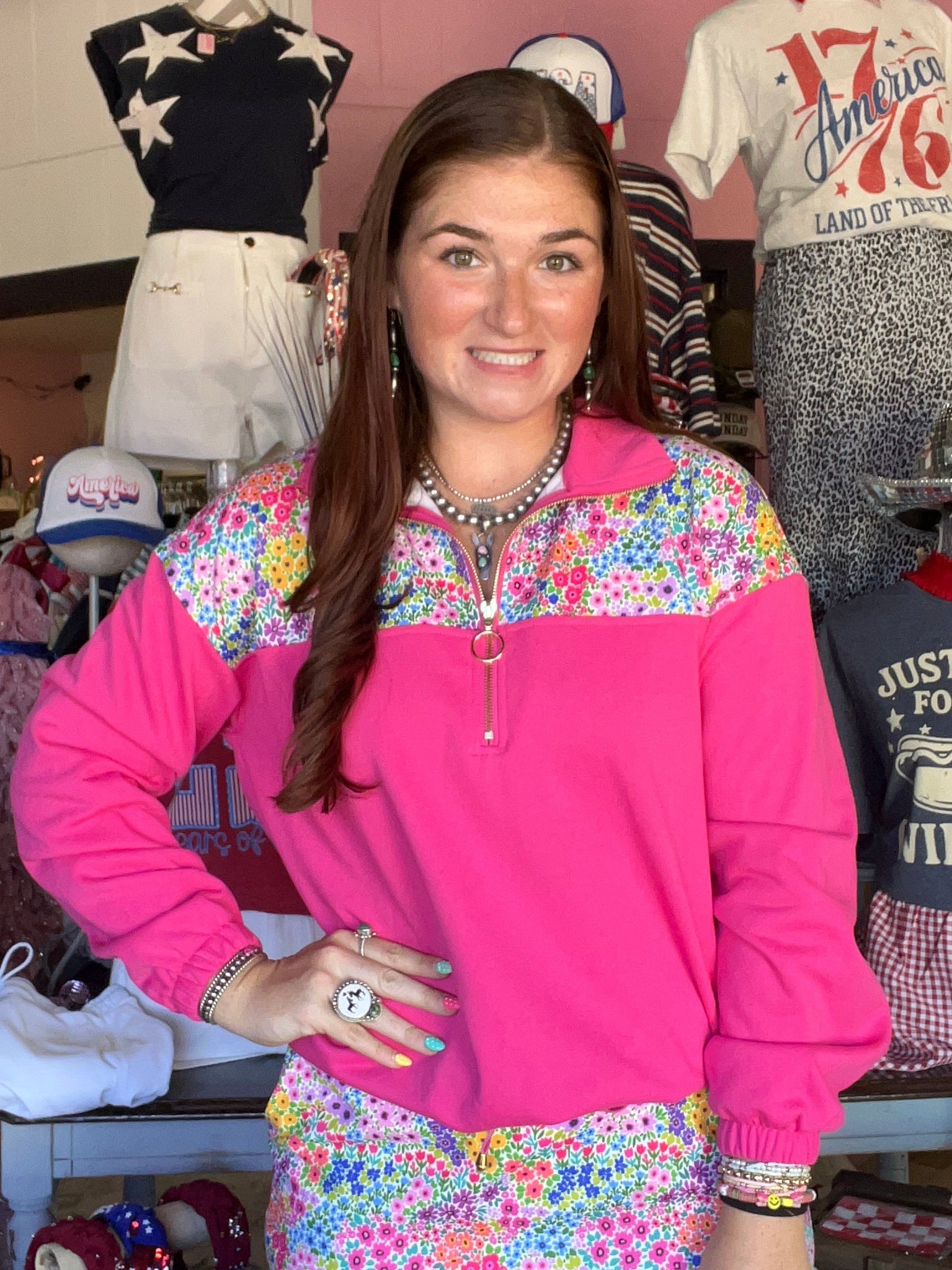 Falling For Florals Pink Mia Printed Pullover