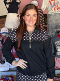 After Dark Black Polka Dot Mia Printed Pullover