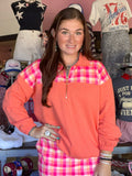 Summer Crush Orange Plaid Mia Printed Pullover