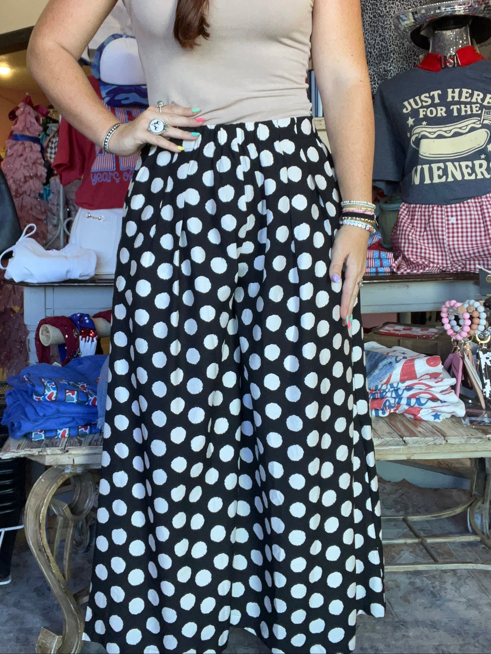 Umgee Black Polka Dot Pant