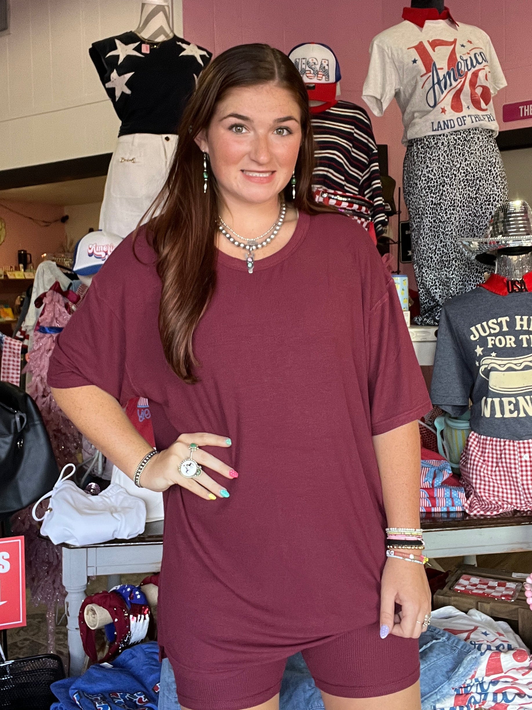 Biker Short & Top Set - Maroon