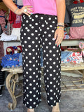 Polka Dot Patched Pocket Black & White Ankle Loose Pants
