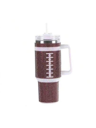 Rhinestone Football Tumbler
