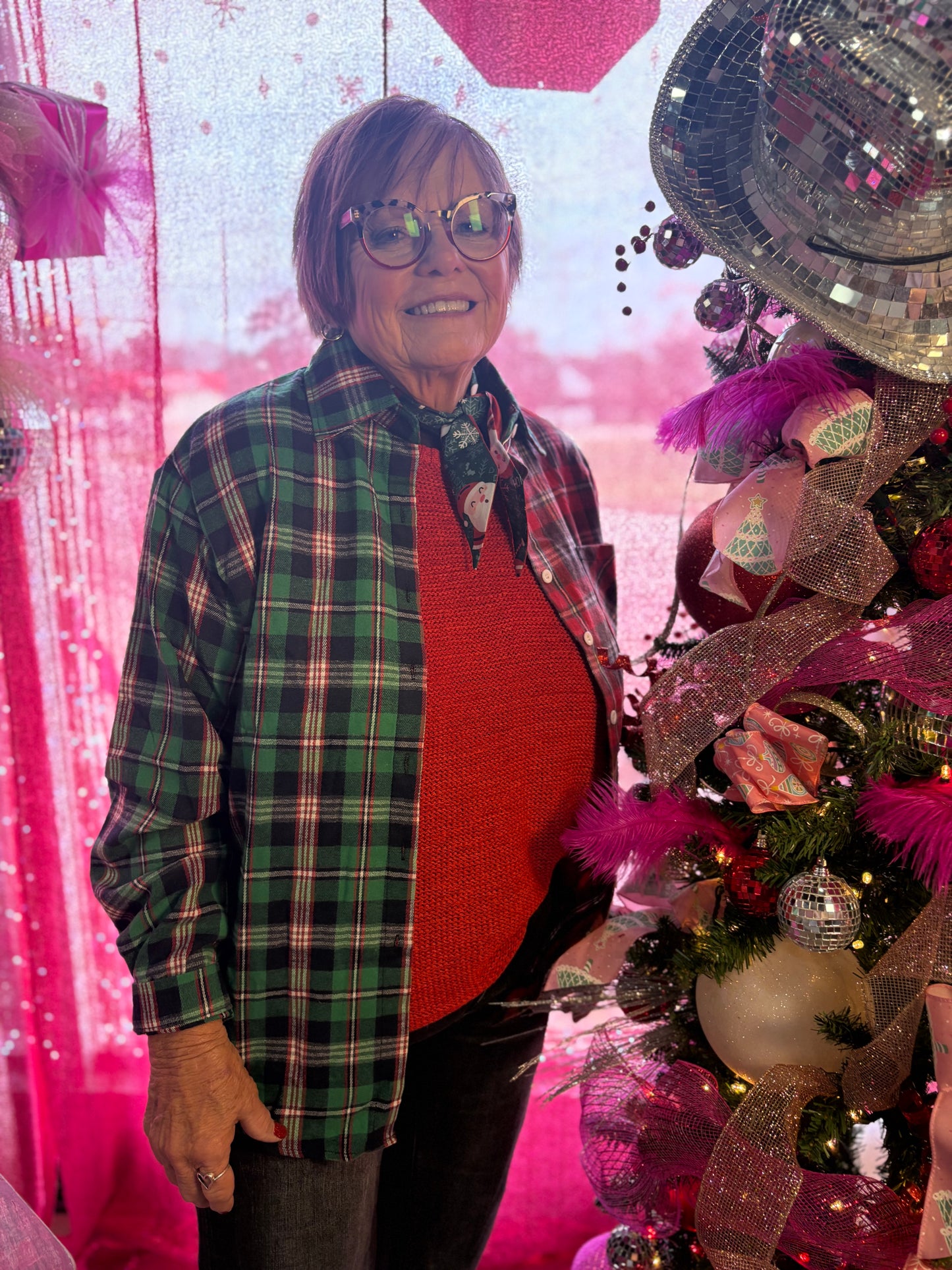 Christmas Color Block Plaid Button Shirt