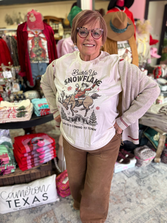 Buckle Up Snowflake Christmas Tee