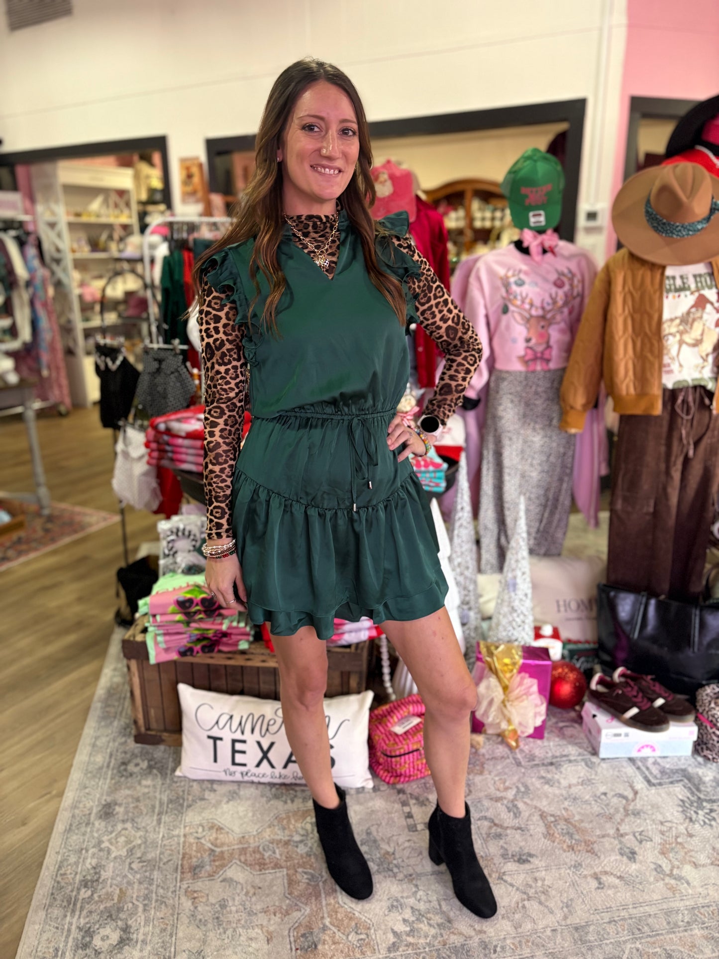 Silky Emerald Green Holiday Dress