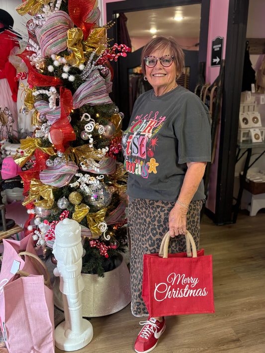 Merry Christmas Designed Heather Gray Tee