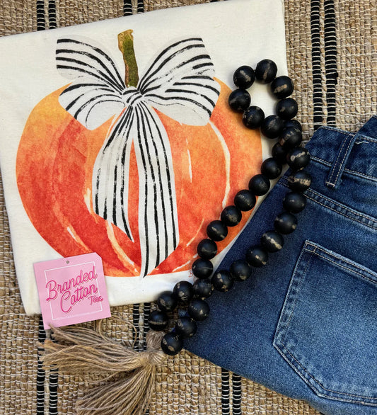 Fall Pumpkin Bow Tee