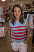 Striped Sleeveless Button Side Knit Top