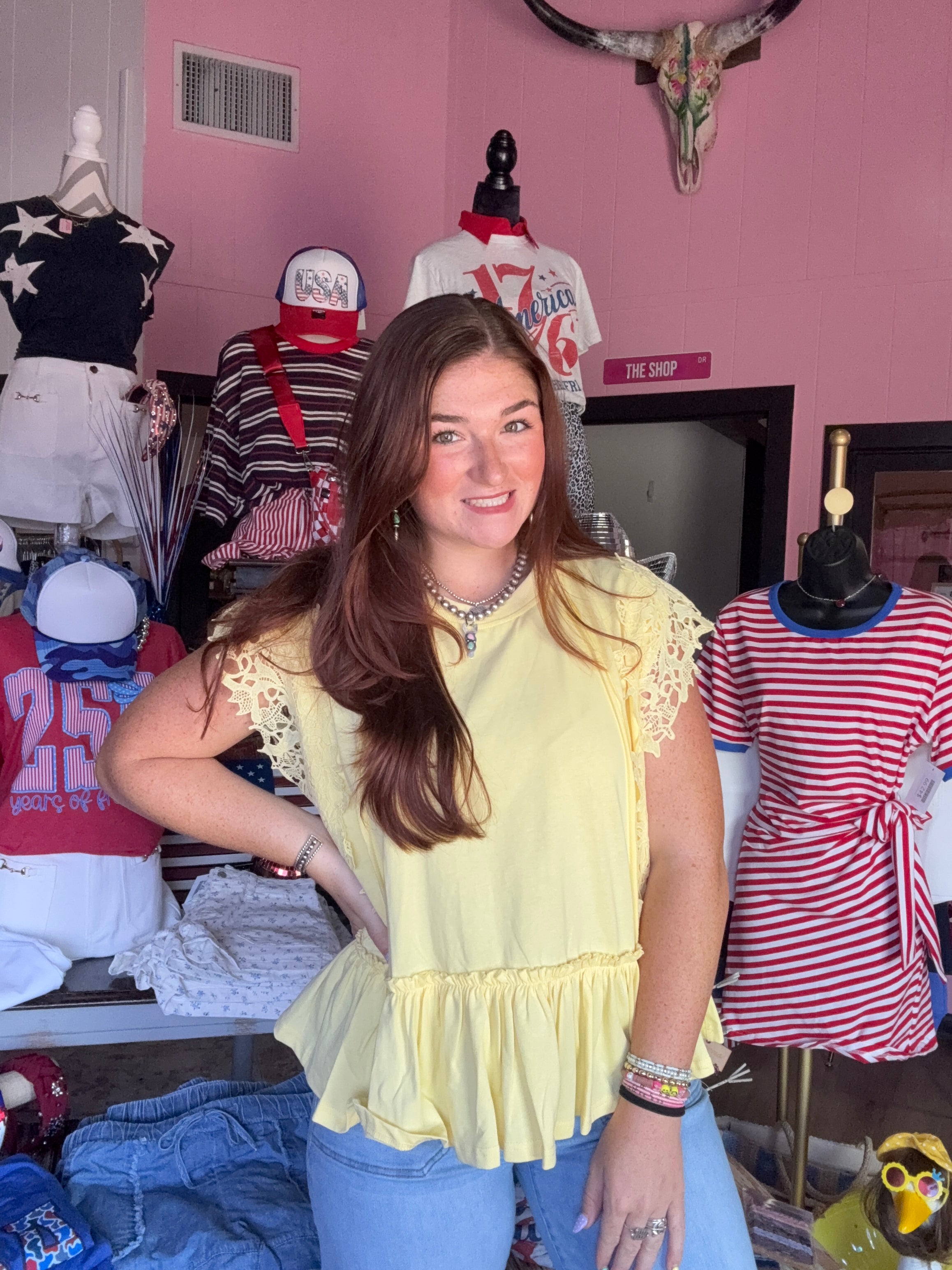 Sunny Yellow Jersey Lace Top