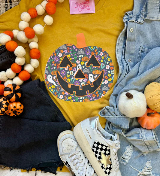 Pattern Pumpkin Face Tee