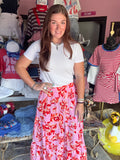 Pink Bohemian Floral Print Skirt