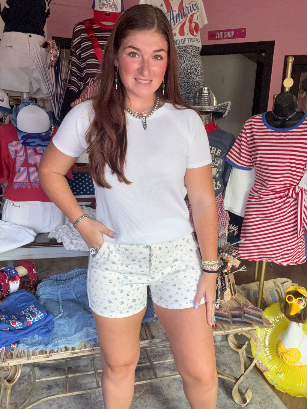 Floral Casual Cute Denim Shorts