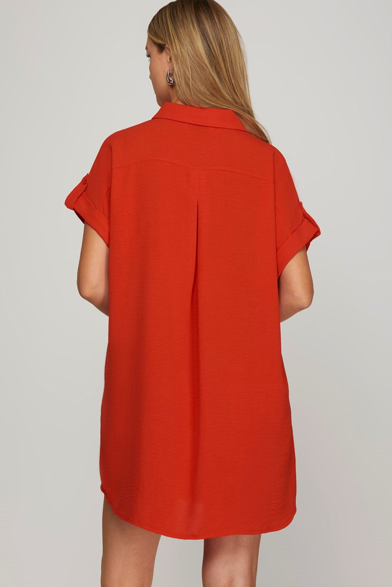 Easy Street Button Up Red Everyday Dress