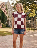 Checkered Knit Sleeveless Top