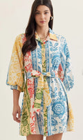 Botanical Stripe Print Dress