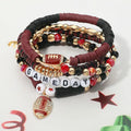 Game Day Football Beaded Stretch Multi Bracelet Stack