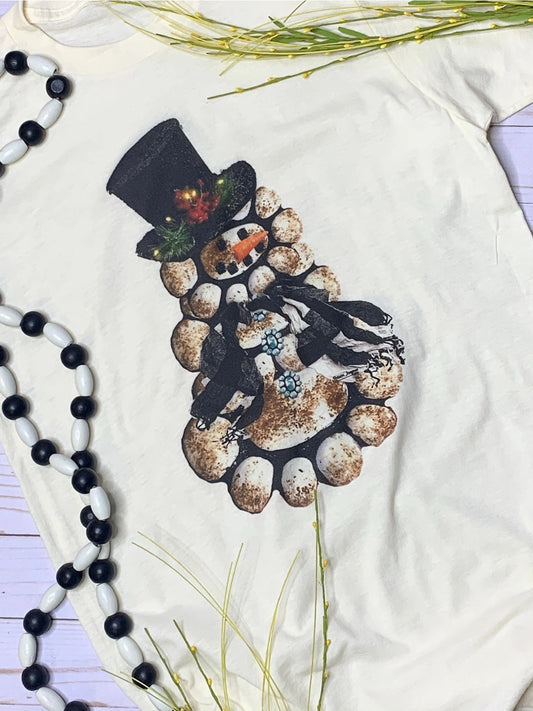 Native Turquoise Snowman Christmas Tee