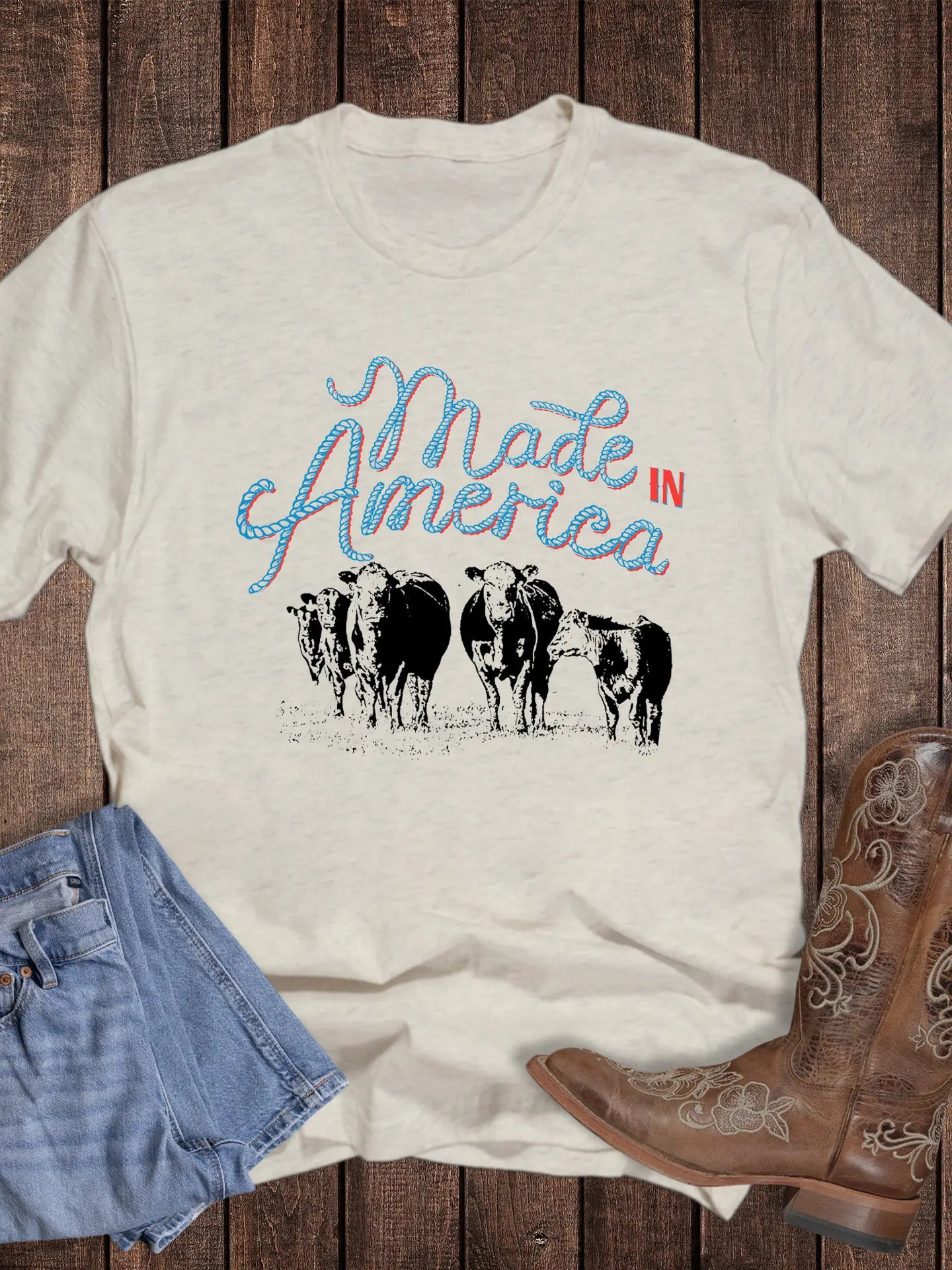 Patriotic Western Made In America Graphic Tee