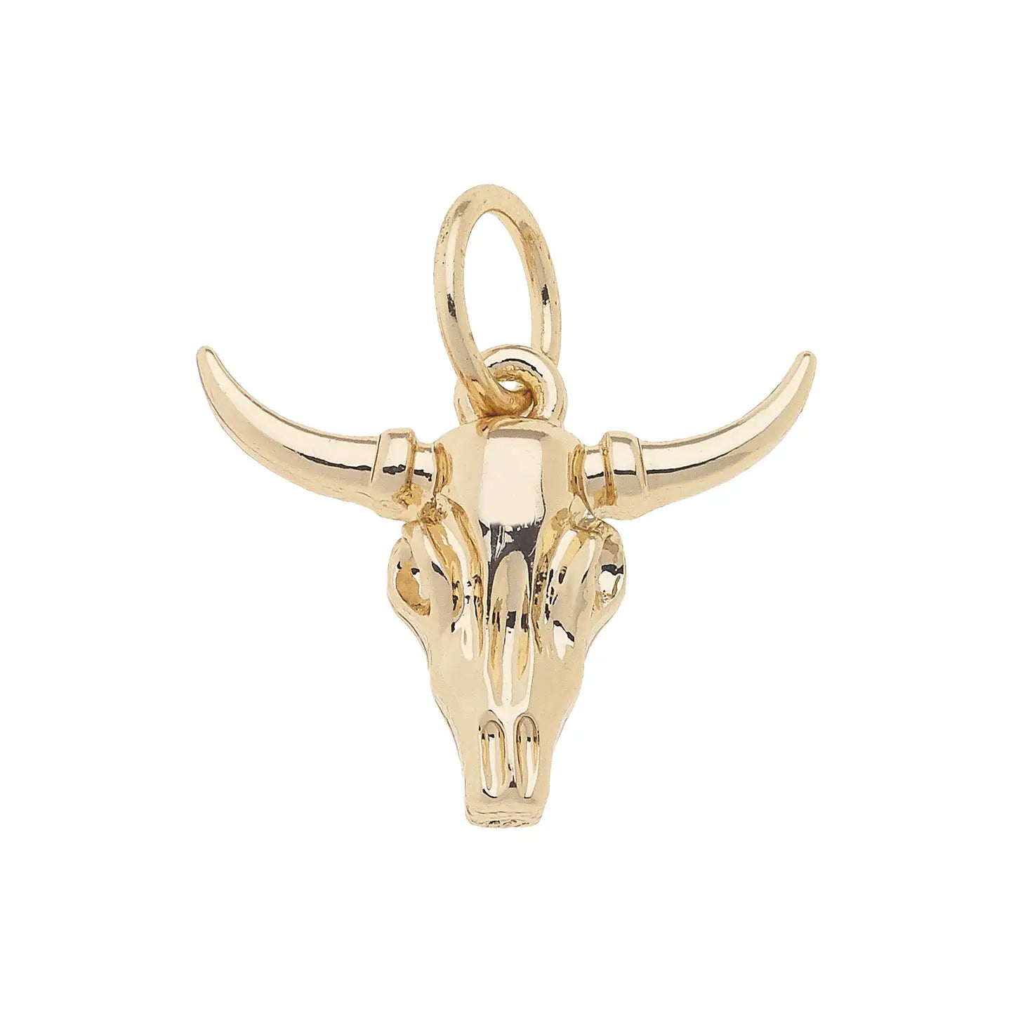 Steer Skull Charm In Shiny Gold