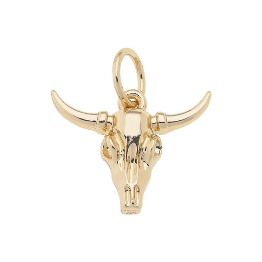 Steer Skull Charm In Shiny Gold