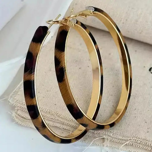 Stainless Alloy Leopard Hoop Earrings