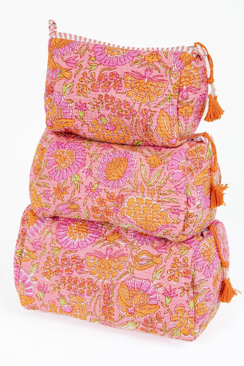 Quilted Cotton Toiletry Bag Set