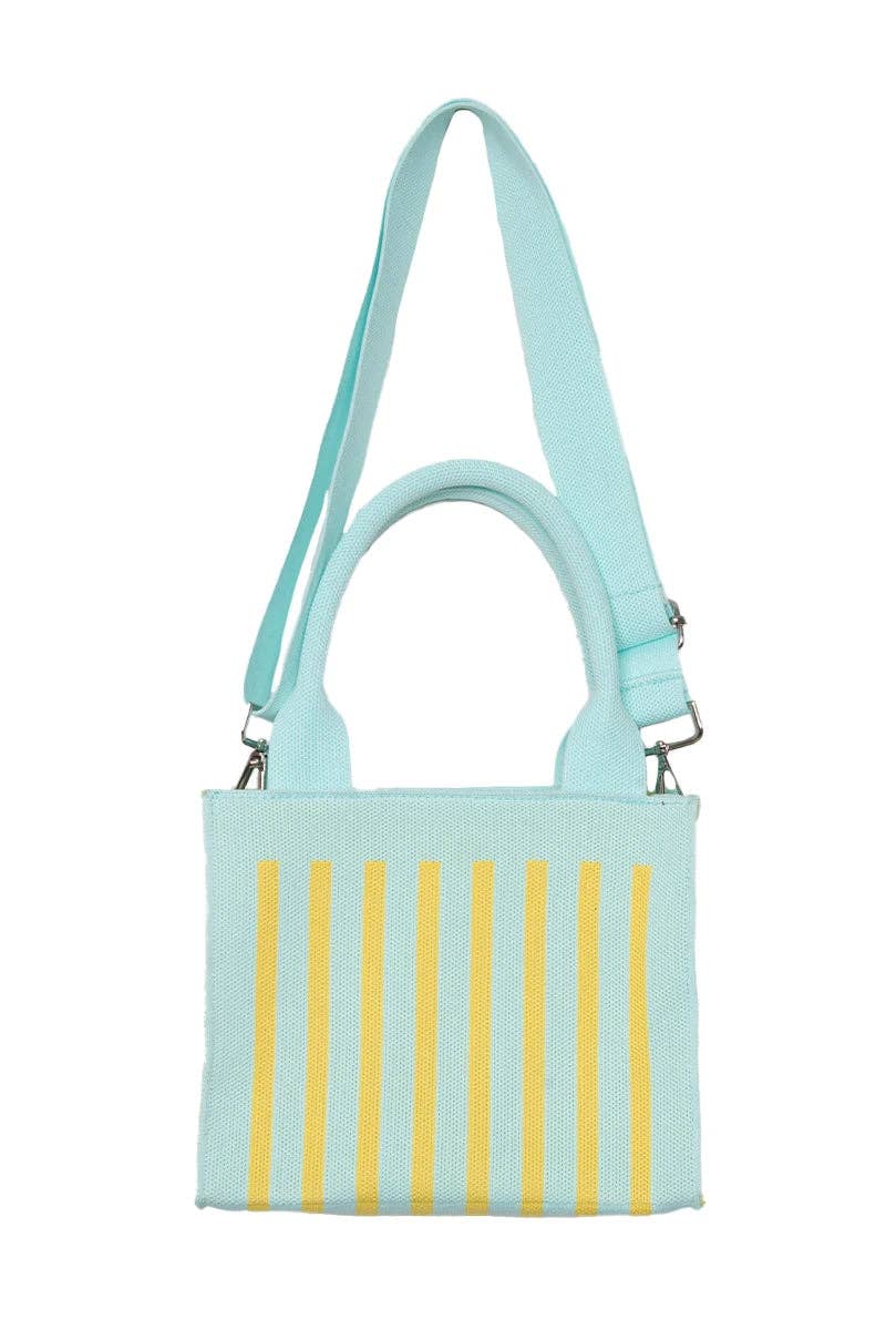 Mint Striped Wholesale Structured Mini Tote Bags