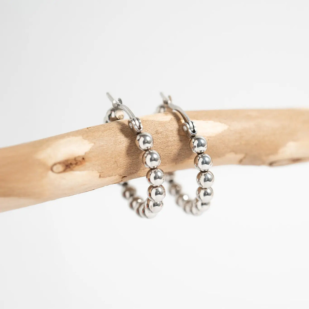 18K Stainless Steel Circle Ball Hoop Earrings
