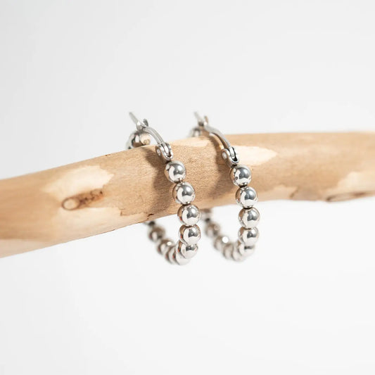 18K Stainless Steel Circle Ball Hoop Earrings